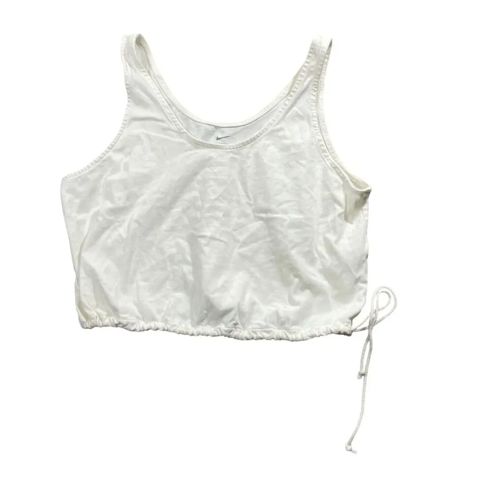 Nike‎ Medium Ivory Crop Top 100% Cotton Sleeveless Drawstring Hem